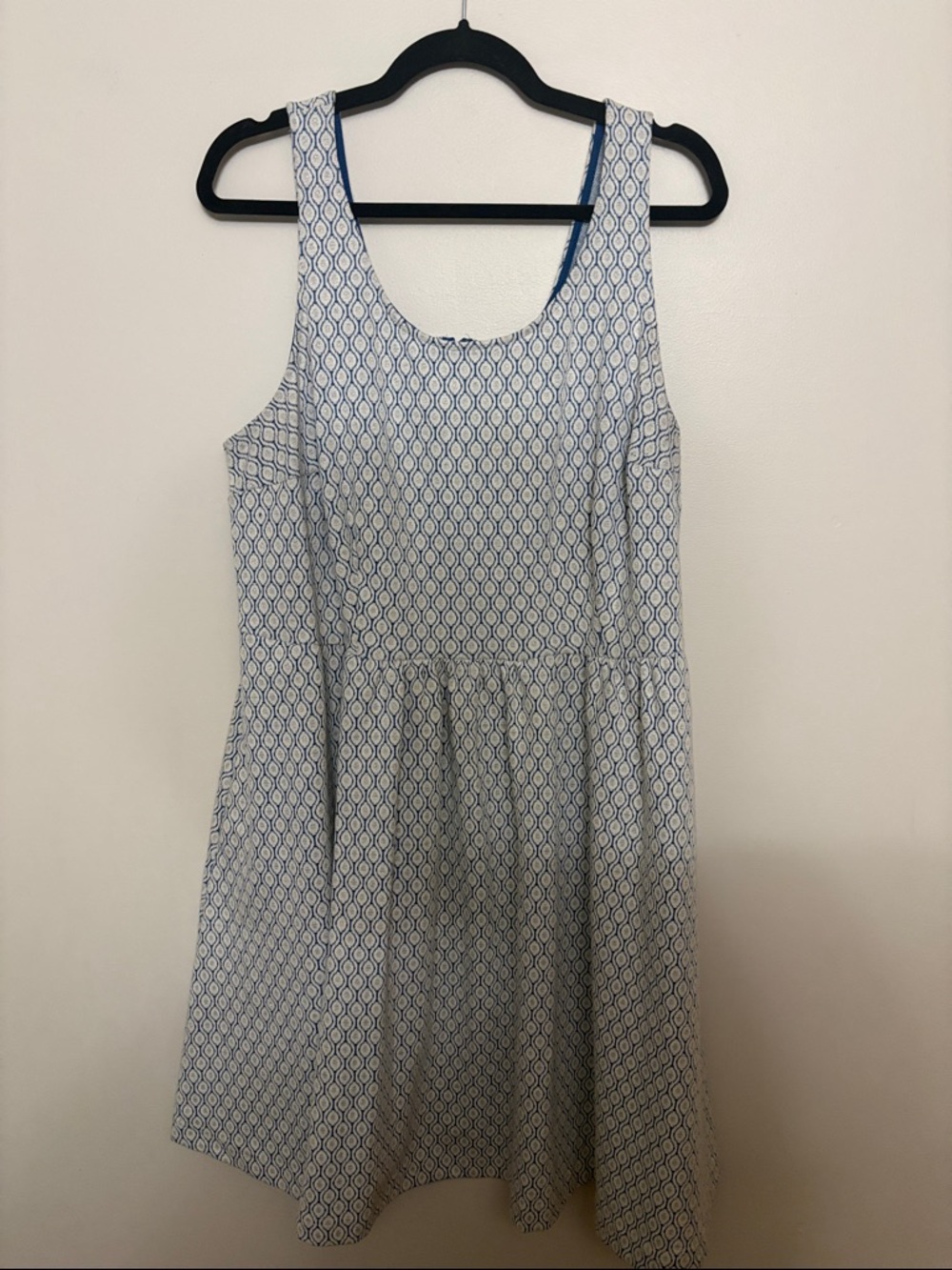 ModCloth Blue and White Geometric Tank Mini Dress